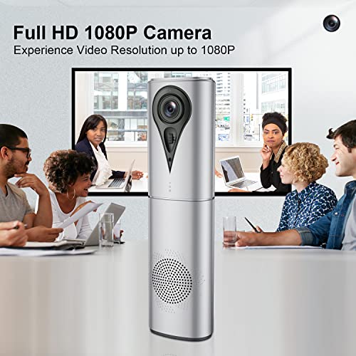Conference Webcam Camera,Video Conference Camera with Microphone & Spearker for Small Meeting Room, HD 1080p Video, 110 Wide Angle Lens, Campatible with All Video Conference Software Apps