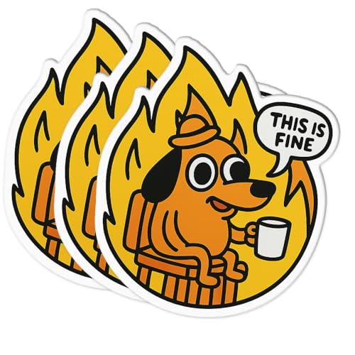 Funny Fire Meme Dog Stickers, 3 Pack, Waterproof, 3x3in