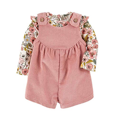 Baby Girls' Corduroy Floral Bubble Set, Pink, 0-3 Months