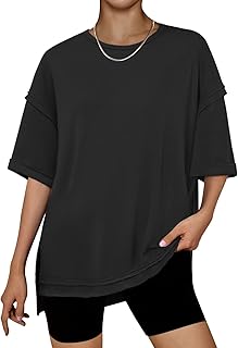 Women's Oversized Short Sleeve Side Split Casual Top