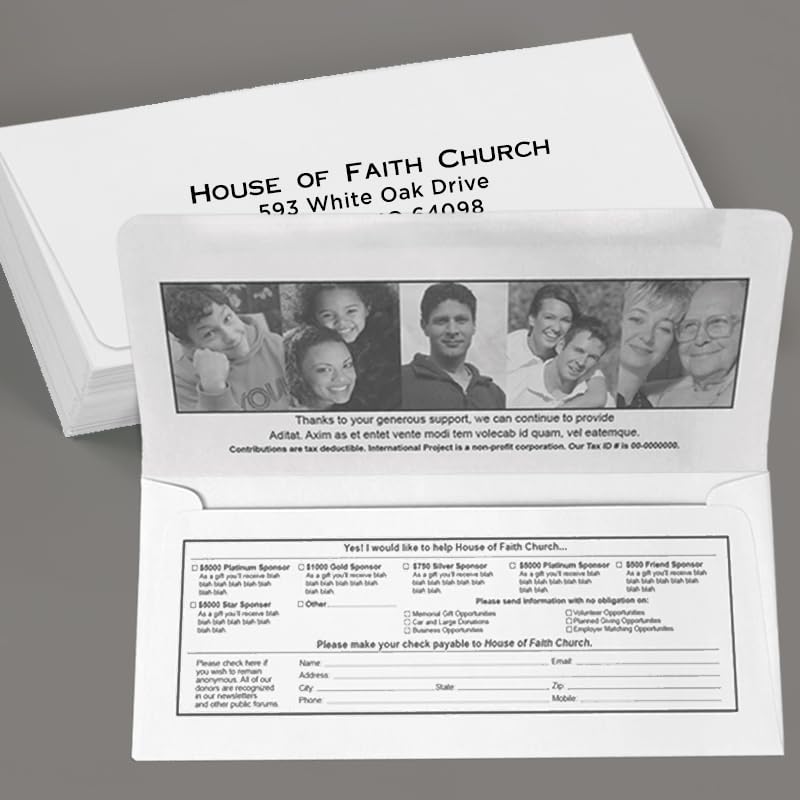 Bright White Remittance Envelopes, 3 7/8 x 8 7/8", 500 Pack