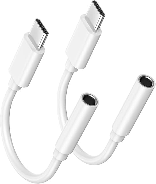 Two USB-C to 3.5mm headphone adapters for iPhone 15 and more