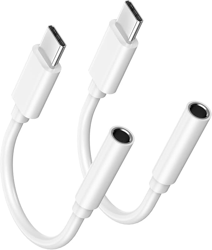 Two USB-C to 3.5mm headphone adapters for iPhone 15 and more