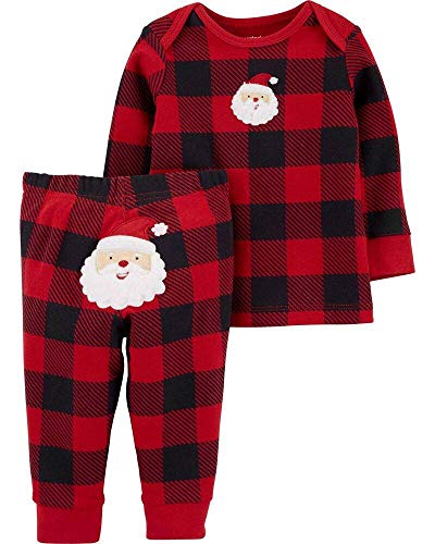 Carter s Baby Boys  2-Piece Buffalo Check Top and Pant Santa Set
