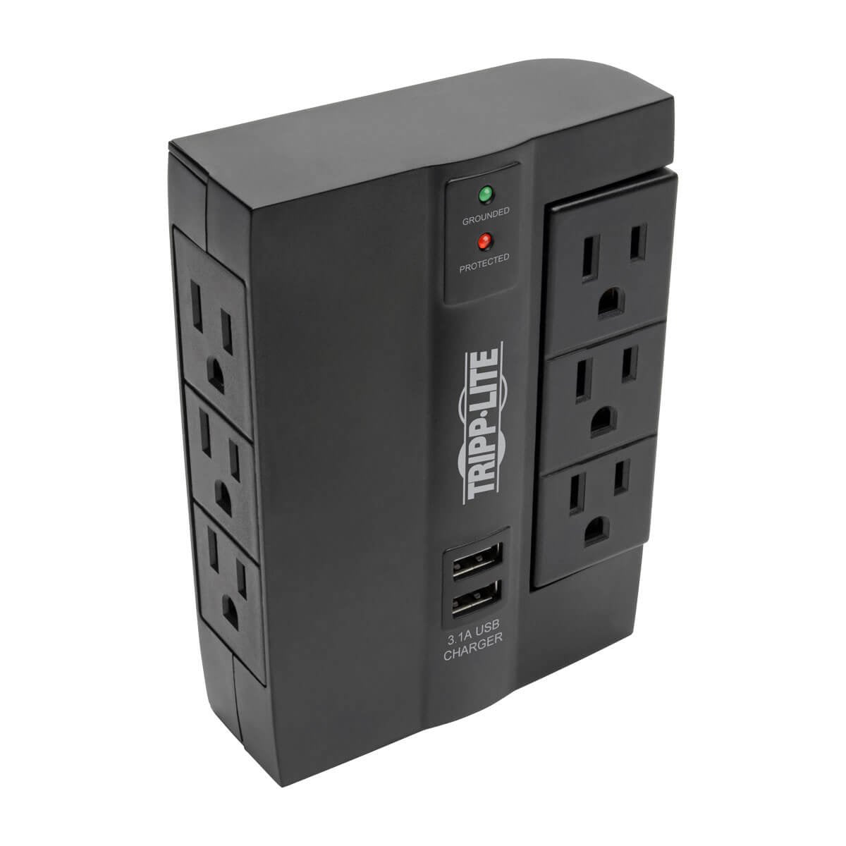 6 Outlet Surge Protector Power Strip, 3 Rotatable Outlets, Wall Tap/Direct Plug in, 1080 Joules, 2 USB Charging Ports, Limited Warranty & $20, 000 Insurance (SWIVEL6USB)