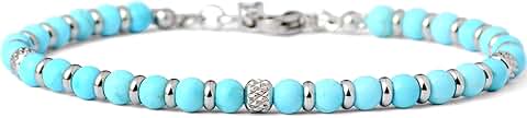 Handmade Beaded Bracelet with Natural Stones and Silver