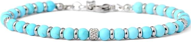 Handmade Beaded Bracelet with Natural Stones and Silver