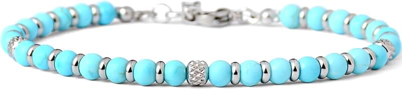 Handmade Beaded Bracelet with Natural Stones and Silver