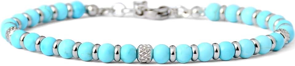 Handmade Beaded Bracelet with Natural Stones and Silver