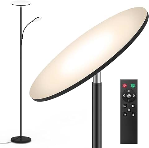 Bright 2-in-1 LED Floor Lamp with Remote and Dimmable Light