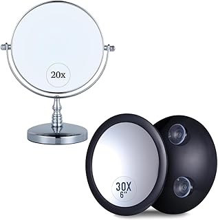 Double-sided magnifying makeup mirror with stand and portable travel mirror