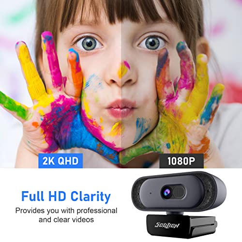 C30 Webcam with Microphones, 2K Quad HD 1080p 60fps USB Web Cam with Private Cover for PC Computer/Laptop/Desktop, Stereo Audio Pro Web Camera for Streaming/Conferencing/Gaming/Recording