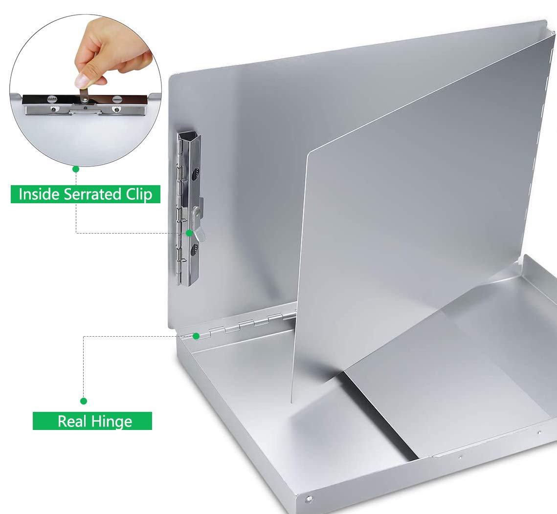 Legal Size Aluminum Clipboard with Storage and Clip