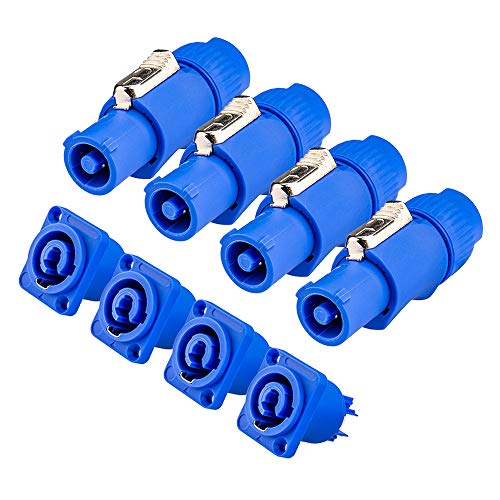 (Pack of 4) 3-Pin AC PowerCon Male and Female Head Connectors for Power or Signal Input or Output Jacks for Stage Light and Speakers