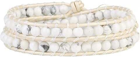 Women’s Hand-Braided Turquoise Bead Leather Bracelet