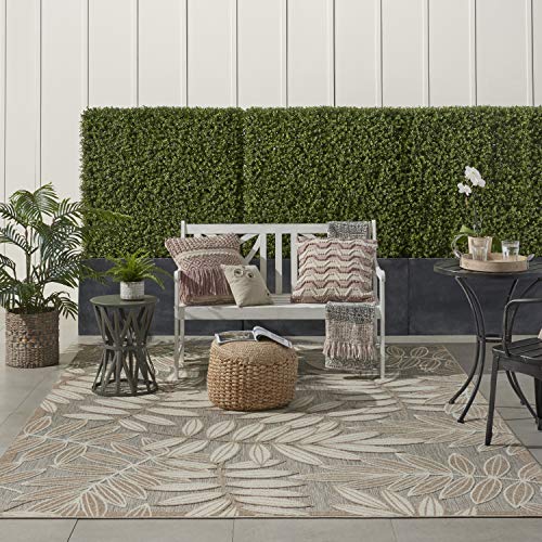 Aloha Indoor/Outdoor Natural 7'10" x 10'6" Area Rug, Tropical, Botanical, Easy Cleaning, Non Shedding, Bed Room, Kitchen, Living Room, Deck, Backyard, 8' x 11')
