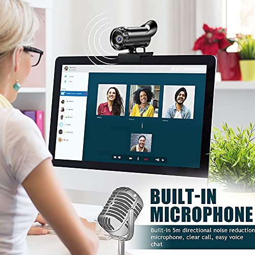 Webcam Autofocus PC Webcam Full HD 1080P Wide Angle Beauty Camera with Microphone for Live Streaming Video Conference-Gold