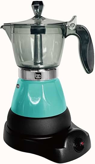 Portable teal electric espresso maker for 1-3 cups