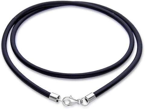 2mm and 3mm Sterling Silver Leather Cord Necklace with Clasp