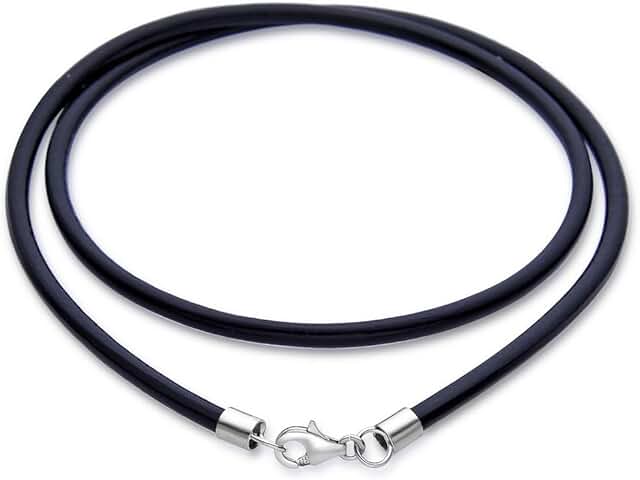2mm and 3mm Sterling Silver Leather Cord Necklace with Clasp