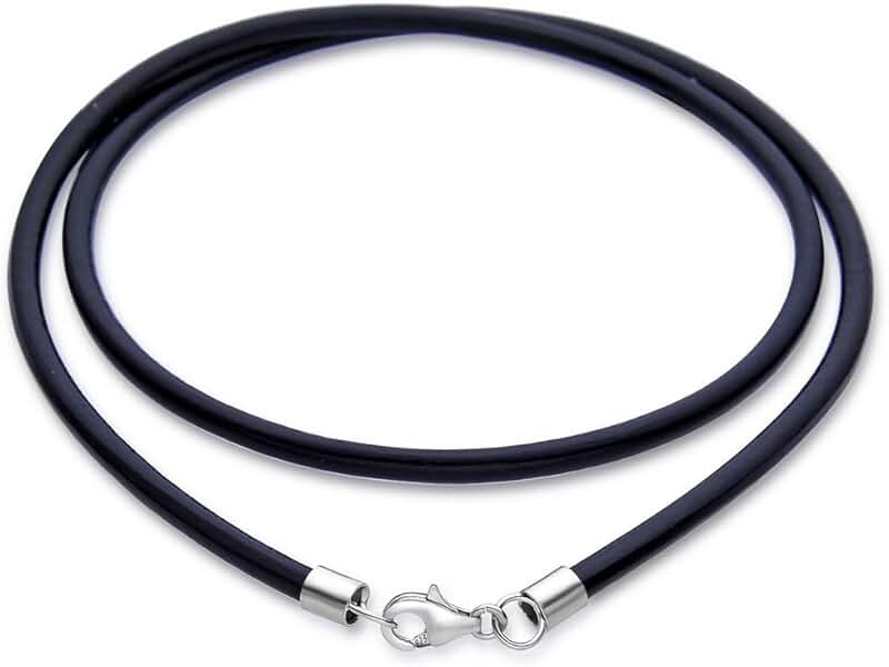 2mm and 3mm Sterling Silver Leather Cord Necklace with Clasp