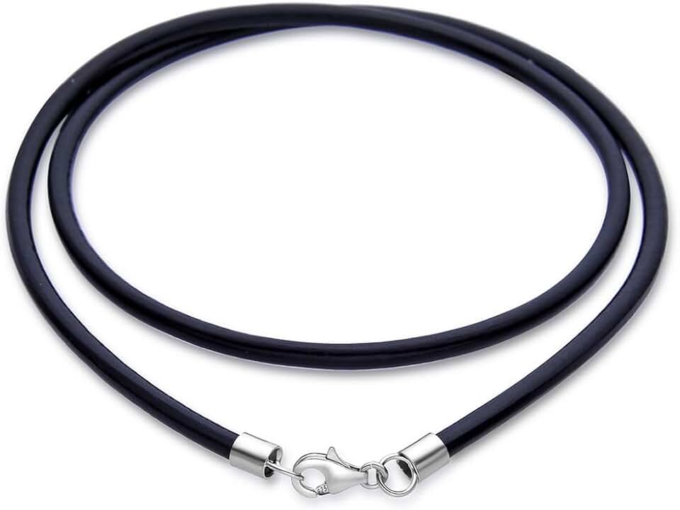 2mm and 3mm Sterling Silver Leather Cord Necklace with Clasp