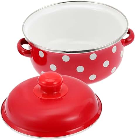 Red Enamel Double Ear Soup Pot for Stovetop