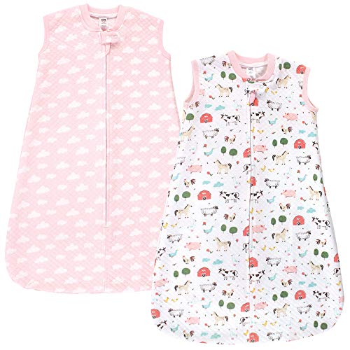 Uni   Premium Quilted Sleeveless Sleeping Bag and We le Blanket, Girl Farm Animals, 12-18 Months