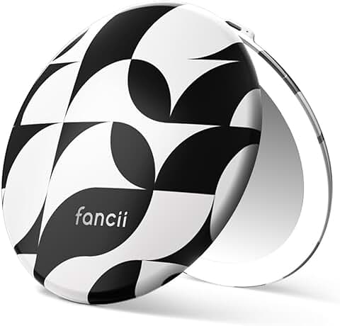 Compact travel makeup mirror with lights and magnification