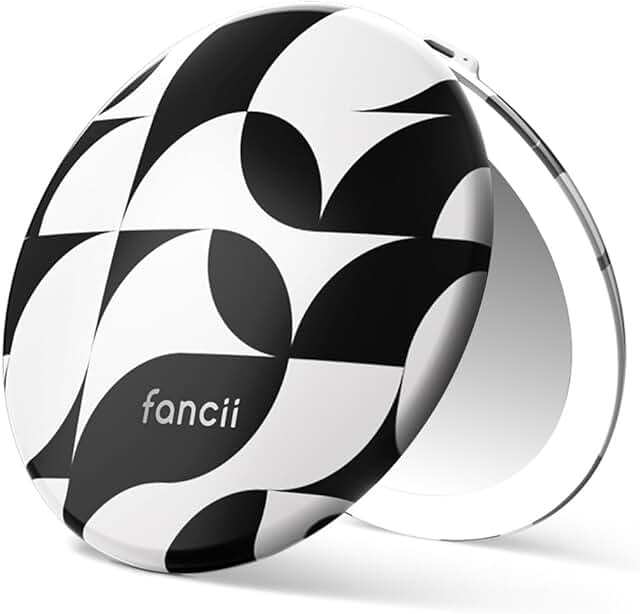 Compact travel makeup mirror with lights and magnification