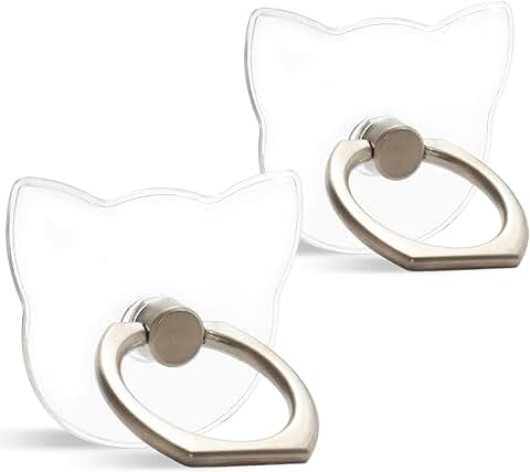 Two Clear Finger Ring Phone Holders with 360° Rotation