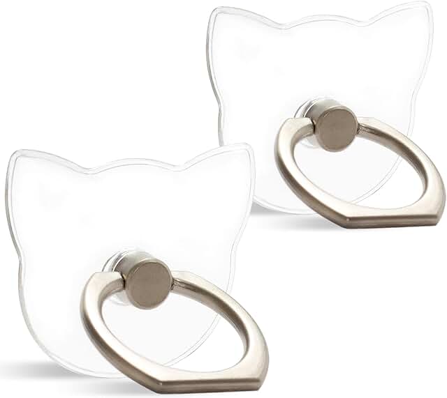 Two Clear Finger Ring Phone Holders with 360° Rotation