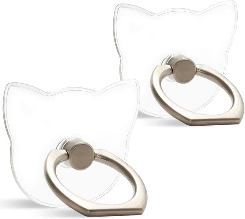 Two Clear Finger Ring Phone Holders with 360° Rotation