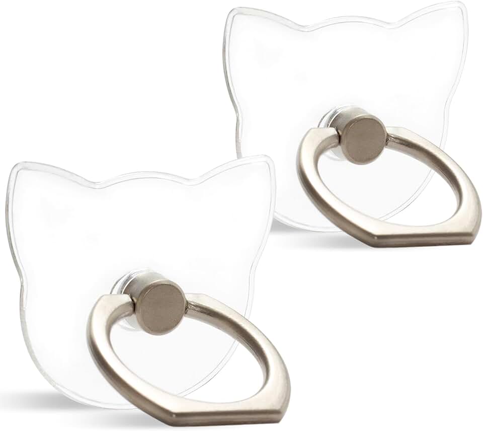 Two Clear Finger Ring Phone Holders with 360° Rotation