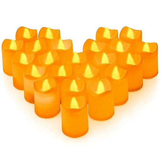 Flameless Candles, Yellow Led Candles, Flickering Flameless Votive Candles, Battery Operated Led Tea Lights, Electric Fake Candles for Birthday Wedding Party Festival Decor (24 Packs)