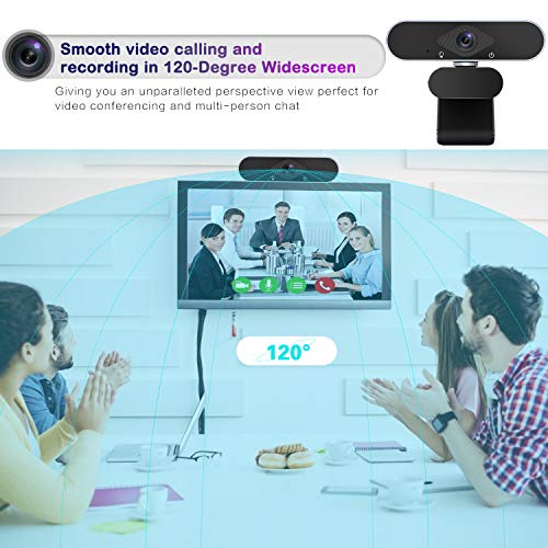 1080p HD Webcam with Microphone, Widescreen USB Web Cameras for Computers, 360 Degree Rotation Desktop Web Cam with Privacy Shutter and Tripod Stand for PC Recording, Calling, Conferencing, Gaming