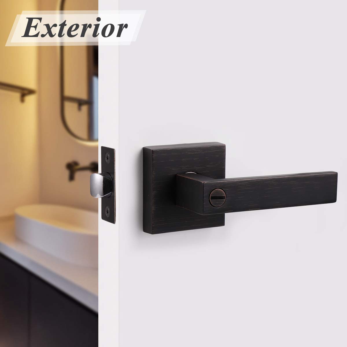 10 Pack Commercial Heavy Duty Privacy Door Levers, Flat Style Door Handle Set for  Left or Right Handing Leverset Lockset, Rubbed Bronze Finish