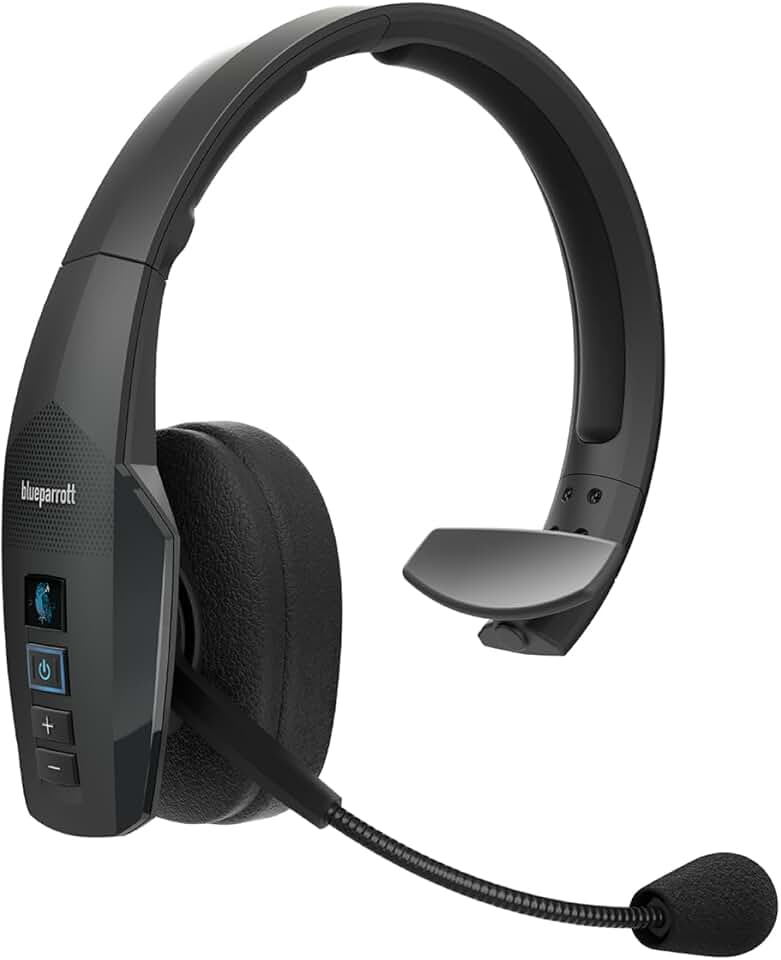 Wireless Mono Headset with Noise Cancellation and 24-Hour Battery