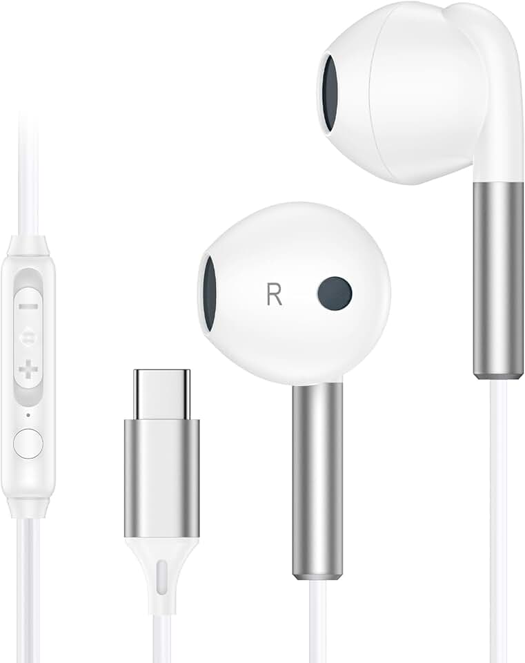 Wired USB-C Earphones with Microphone and Volume Control