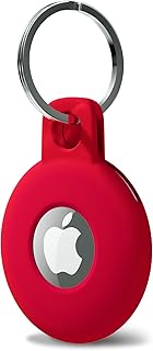 Red silicone keychain holder for Airtag