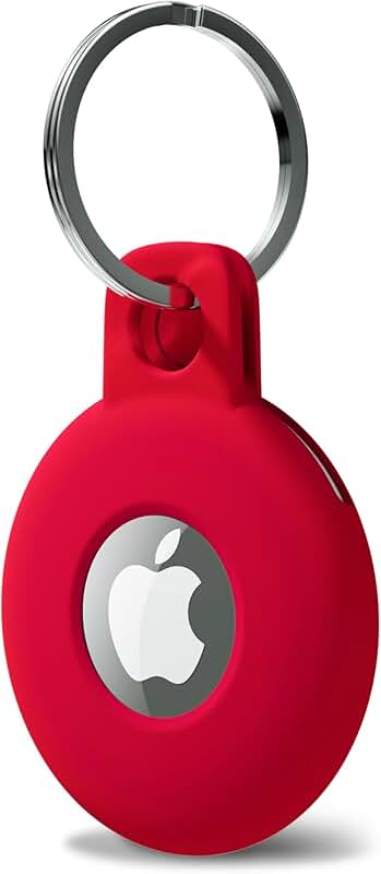 Red silicone keychain holder for Airtag