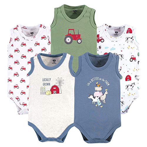 Uni   Cotton Sleeveless Bodysuits Boy Farm Animals, 3-6 Months