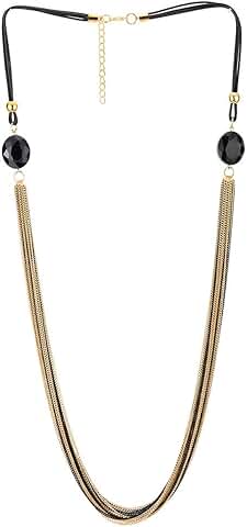 Multi-Strand Black Gemstone Pendant Necklace