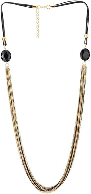 Multi-Strand Black Gemstone Pendant Necklace