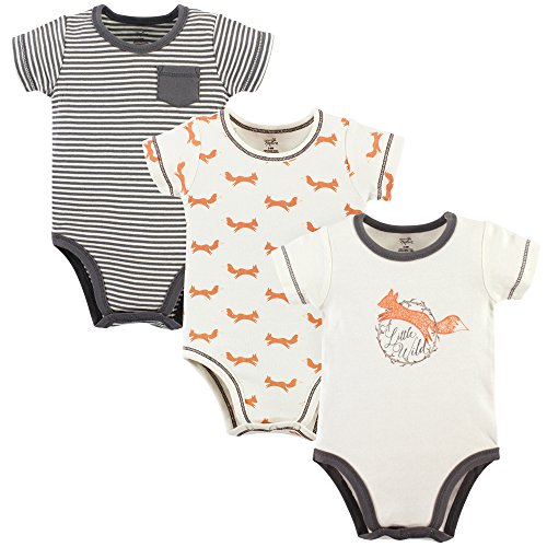 Unisex Baby  Cotton Bodysuits, Fox 3-Pack, 0-3 Months