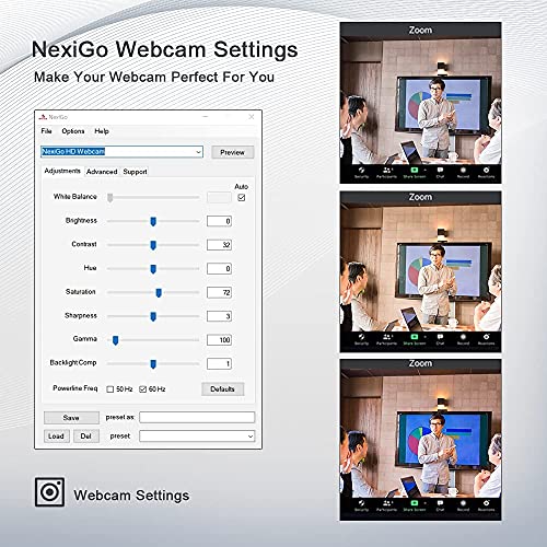N960E 1080P 60FPS Webcam with Light, Software Included, Fast AutoFocus, Built-in Privacy Cover, USB Web Camera, Dual Stereo Microphone, for Zoom Meeting Skype Teams Twitch