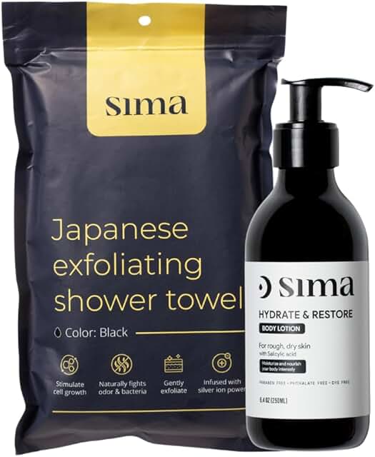 Exfoliating Body Towel and Hyaluronic Salicylic Lotion Bundle