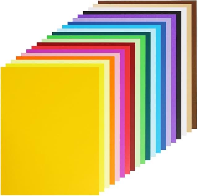 100 Sheets of 8.5 x 11 Colored Cardstock Paper