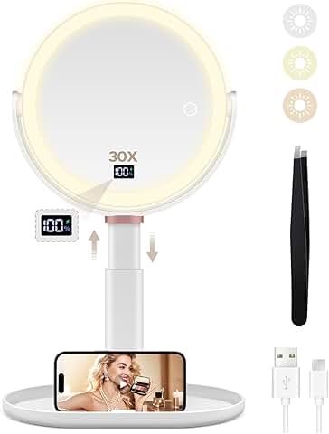 Adjustable Lighted Makeup Mirror with Magnification