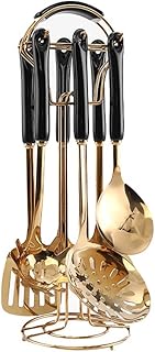 Seven-Piece Stainless Steel Kitchen Utensil Set with Shelf
